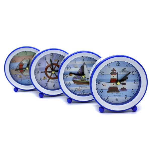 Будильник №HY-2008B пл. 4рис. (10,5 * 10,5 * 4) см кругл. у кор. (144)