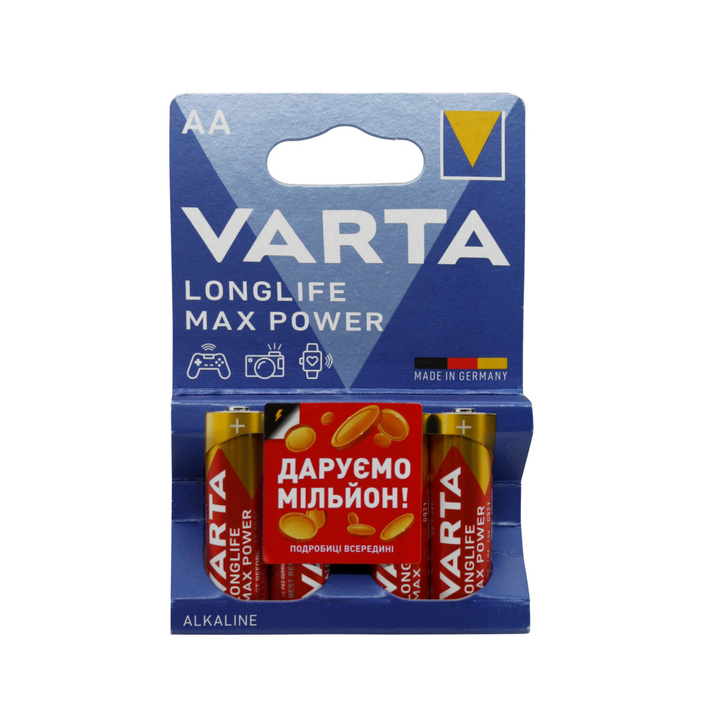 Батарейка LR06 Varta MAXPOWER Красная на блистере 4шт (4706101404) (80) Батарейка LR06 Varta MAXPOWER Красная на блистере 4шт (4706101404) (80)