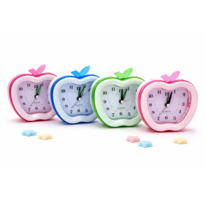 Будильник №XHY-6002 пл. 4кол (10,5*9,5*4)см яблуко в кор. (200)