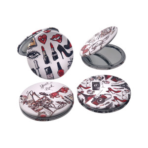 Зеркало №А025-301-1 скл. двухстор. 1шт в кл. 4рис косметики круг. 7см 50шт в упак (300) оптом купить в Knopa