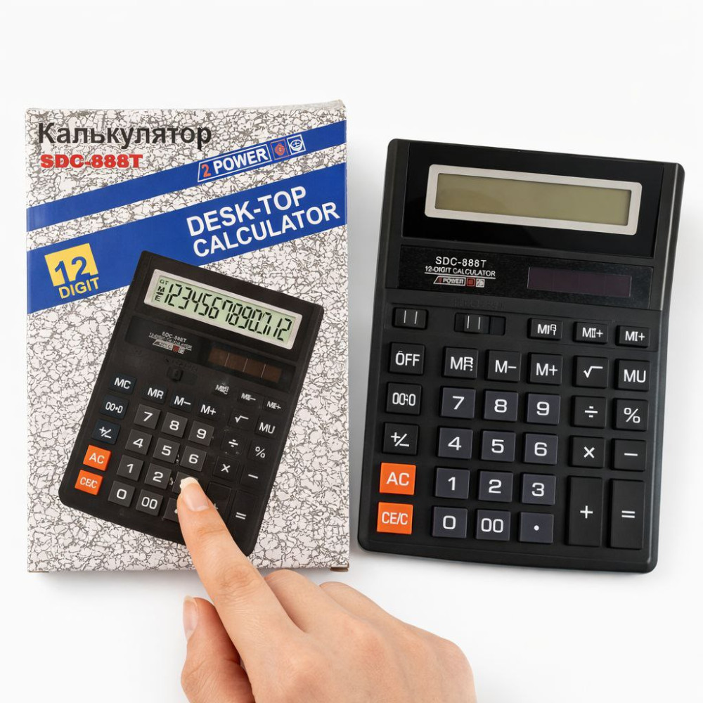 Калькулятор №888 №№SDC-888T бол. пл. прямоуг. (3,5*15,7*20)см чёр. цв. в кл. в кор. (90) Калькулятор №888 №№SDC-888T бол. пл. прямоуг. (3,5*15,7*20)см чёр. цв. в кл. в кор. (90)