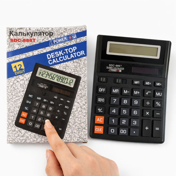 Калькулятор №888 №№SDC-888T бол. пл. прямоуг. (3,5*15,7*20)см чёр. цв. в кл. в кор. (90) Калькулятор №888 №№SDC-888T бол. пл. прямоуг. (3,5*15,7*20)см чёр. цв. в кл. в кор. (90)