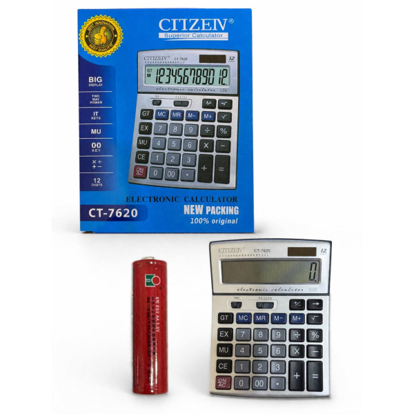 Калькулятор №7670 №7620 бол. 12цифр 2R6 (19*1,5*17)см (60) Калькулятор №7670 №7620 бол. 12цифр 2R6 (19*1,5*17)см (60)