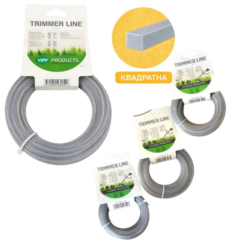 Волосінь д/тримера 2.0мм*15м армована. квадрат №L15-SF-2.0 (280) Волосінь д/тримера 2.0мм*15м армована. квадрат №L15-SF-2.0 (280)