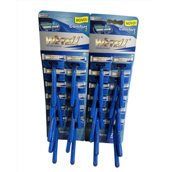 Бритва 2леза син. WETELL з ручкою 1шт/карток/24шт на листі WT82826 AZ-01BLUE (1728)