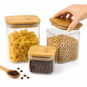 Банка для сипучих продуктів скляна прямокут. з бамбук. кришкою (10*10)см №СН-40-2 (100) Банка для сипучих продуктів скляна прямокут. з бамбук. кришкою (10*10)см №СН-40-2 (100)
