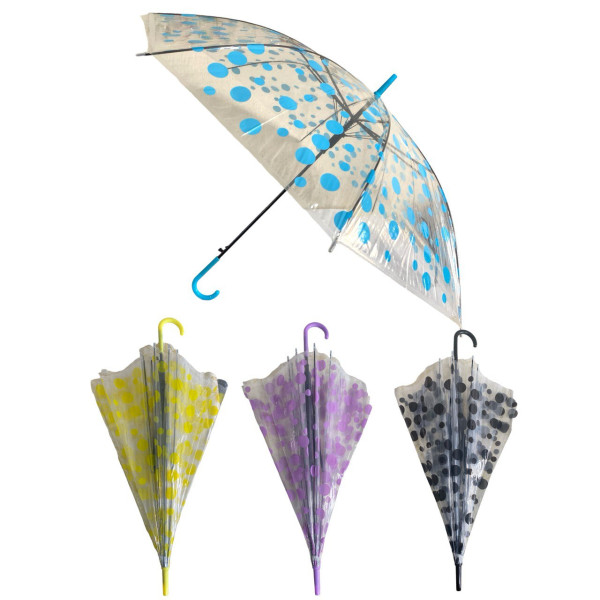 Парасолька тростина прозора в крапочку (довжина спиць 55см * 8шт) № К201 (100)