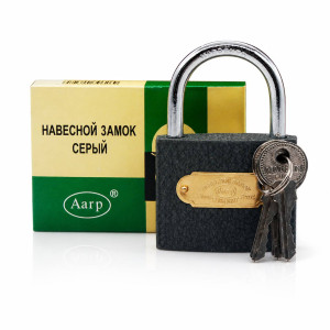 Замок 50мм навес. серый. 6шт в упак. №ТН01-50 (120) оптом купить в Knopa