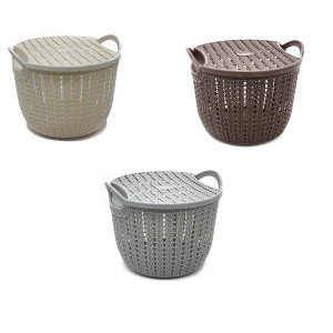 Кошик №1002+ для зберігання пл. коло. з кришкою (20*15)см (60) оптом купити в Knopa