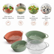 Миска с сеткой пл. для мытья овощей и фруктов с ручкой (29*25.5*10)см в 3 цв. №3211 (48) Миска с сеткой пл. для мытья овощей и фруктов с ручкой (29*25.5*10)см в 3 цв. №3211 (48)