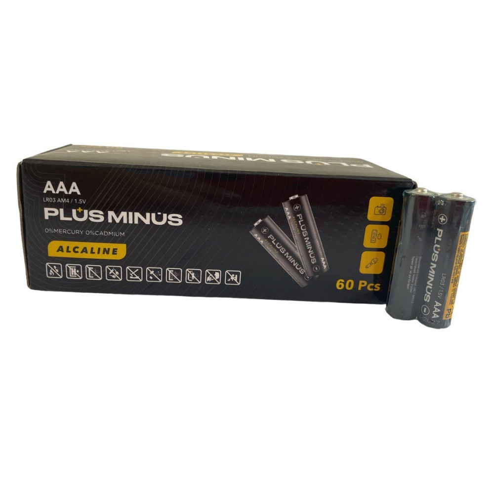 Батарейка LR03 Plus minus в спайке 2шт в кор. 60шт ALKALINE №PM-2LR03 (2400) Батарейка LR03 Plus minus в спайке 2шт в кор. 60шт ALKALINE №PM-2LR03 (2400)