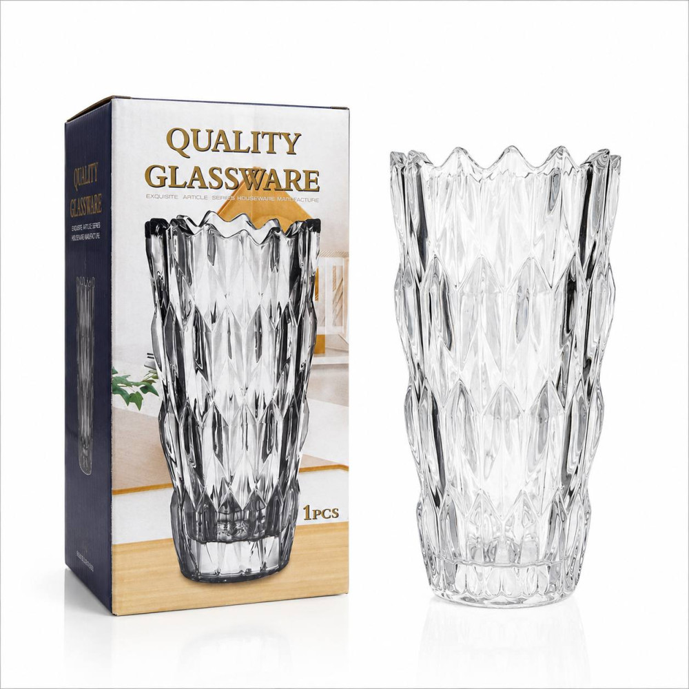 Ваза скляна прозора (12.5×25)см, 1 шт, №25LJ (12) Ваза скляна прозора (12.5×25)см, 1 шт, №25LJ (12)