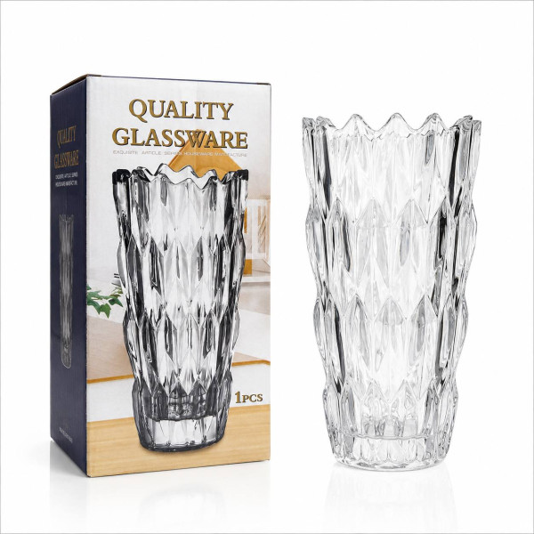 Ваза скляна прозора (12.5×25)см, 1 шт, №25LJ (12) Ваза скляна прозора (12.5×25)см, 1 шт, №25LJ (12)