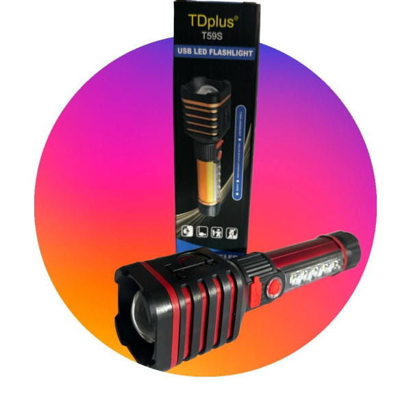 Ліхтарик №TD-T59S пл. перезаряджається з USB в кор. (5 * 20) см (120)