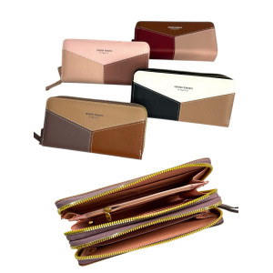 Кошелёк для денег женск. PU 2змейки 3цв. 12шт в упак (19,5*10)см  №1163-10 (120) оптом купить в Knopa