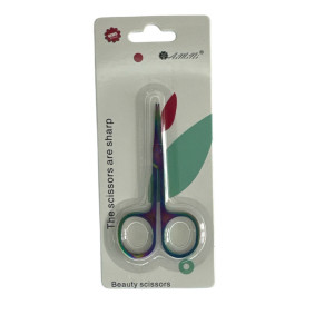 Ножницы для маникюра из нержавейки цветной на листе C. 8,5см . 12шт в упак  №AMN-XJ008 (600) оптом купить в Knopa