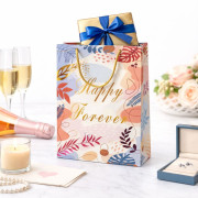 Пакет подарунковий з написом Happy forever. 12шт в упак (26*32*12)см L №3550-L (240)