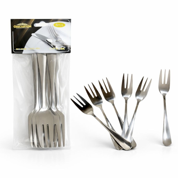 Вилки десертні 6шт у наборі однот. Срібн. із нерж. стали у прозр. пач. на аркуші №WKW1010-7 (1200)