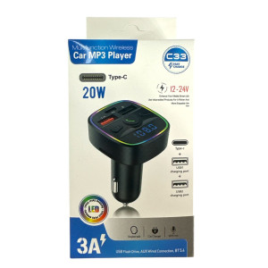 Модулятор автомобільний з підсвічуванням чорн. кол. (USB+TC) МР3 радію №С33 (200) оптом купити в Knopa