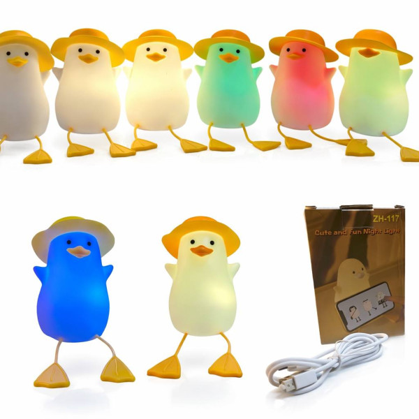 Нічник качка силіконова, змінює колір при натисканні, 7 кольорів, 8,5х9х13,5 см №ZН-117 (80) Нічник качка силіконова, змінює колір при натисканні, 7 кольорів, 8,5х9х13,5 см №ZН-117 (80)