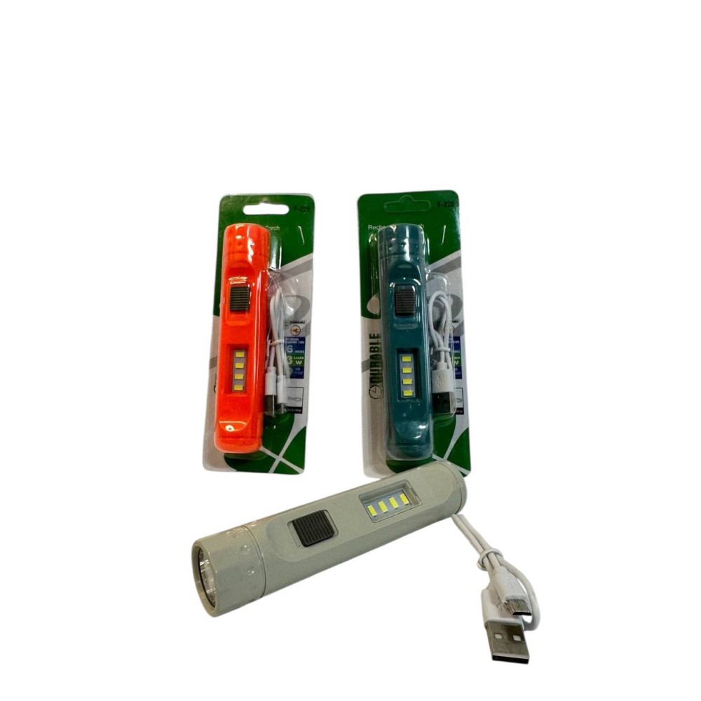 Фонарик карманный заряжающий от USB на листе 2цв. (2,8*2,8*13,5)см №Y-226-1+4SMD (240) Фонарик карманный заряжающий от USB на листе 2цв. (2,8*2,8*13,5)см №Y-226-1+4SMD (240)