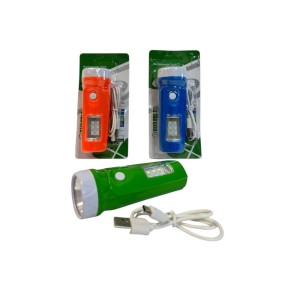 Ліхтарик кишеньковий заряджає від USB на аркуші 2кол. (3*3*10,5)см №Y-228-1+6SMD (240)