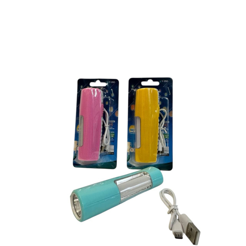 Фонарик карманный заряжающий от USB на листе 2цв. (3,8*3*11,5)см №Y-260-1+8SMD (240) Фонарик карманный заряжающий от USB на листе 2цв. (3,8*3*11,5)см №Y-260-1+8SMD (240)