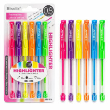 Ручка кулькова Bibaile, HIGHLIGHT, (6шт на планш.) (10*20)см № BBL-038 (384)