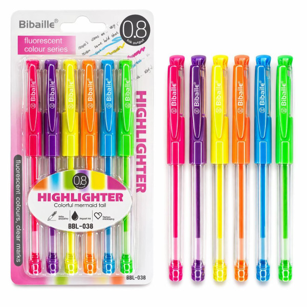 Ручка кулькова Bibaile, HIGHLIGHT, (6шт на планш.) (10*20)см № BBL-038 (384) Ручка кулькова Bibaile, HIGHLIGHT, (6шт на планш.) (10*20)см № BBL-038 (384)