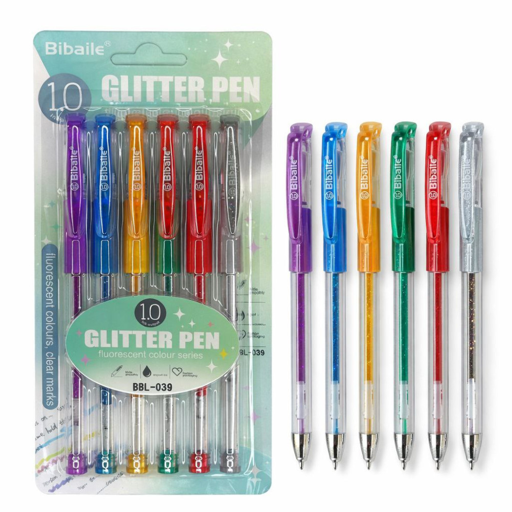 Ручка кулькова Bibaile, GLITTER PEN, (6шт на планш.) (10*20)см №BBL-039 (384) Ручка кулькова Bibaile, GLITTER PEN, (6шт на планш.) (10*20)см №BBL-039 (384)