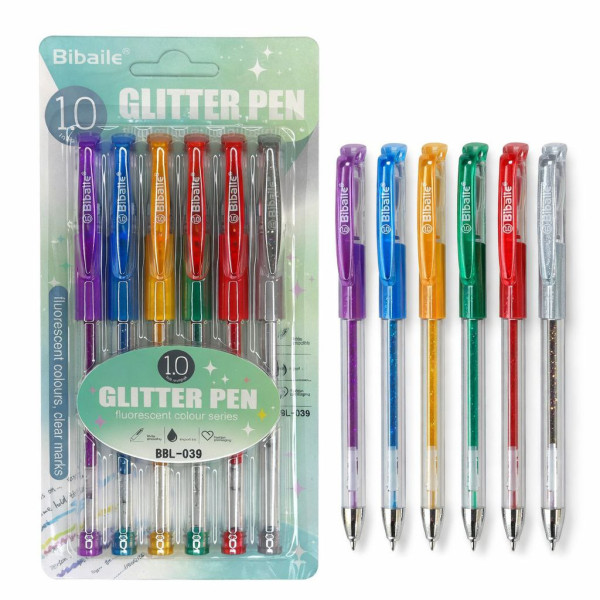 Ручка кулькова Bibaile, GLITTER PEN, (6шт на планш.) (10*20)см №BBL-039 (384) Ручка кулькова Bibaile, GLITTER PEN, (6шт на планш.) (10*20)см №BBL-039 (384)