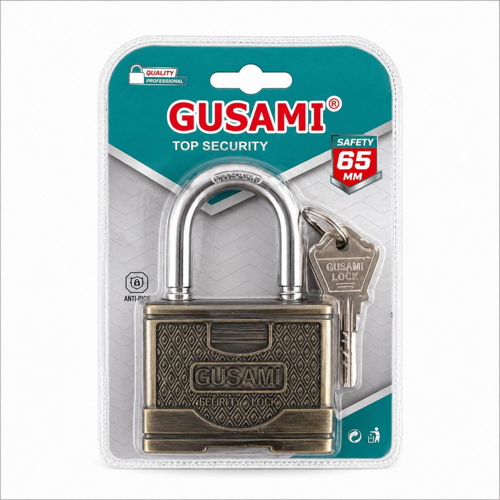 Замок навесной медного цв. GUSAMI 55мм с 4-я ключ. в нав. уп. 12шт в упак. №AUG655 (96) Замок навесной медного цв. GUSAMI 55мм с 4-я ключ. в нав. уп. 12шт в упак. №AUG655 (96)