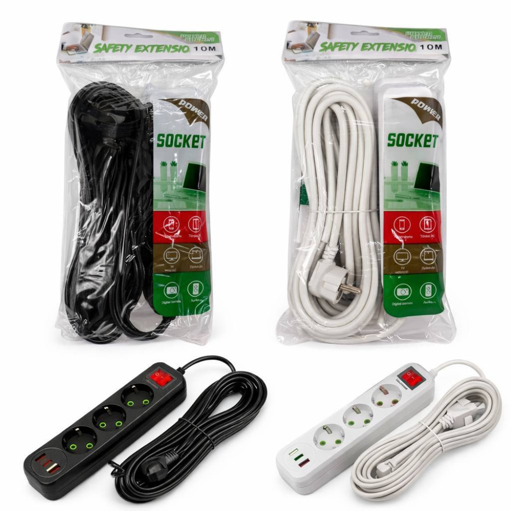 Подовжувач з 3-ма місцями розеткою 2кол. із вкл. у кл. USB+2 TC 10M №Q402-10 (60) Подовжувач з 3-ма місцями розеткою 2кол. із вкл. у кл. USB+2 TC 10M №Q402-10 (60)